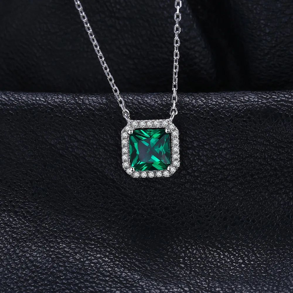 Sophisticated Square 1.7ct Simulated Emerald 925 Sterling Silver Choker Necklace