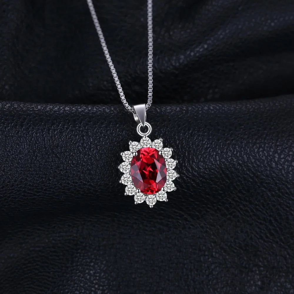 Diana 2.5ct Natural Red Garnet Sterling Silver Pendant - Pendant Only, No Chain