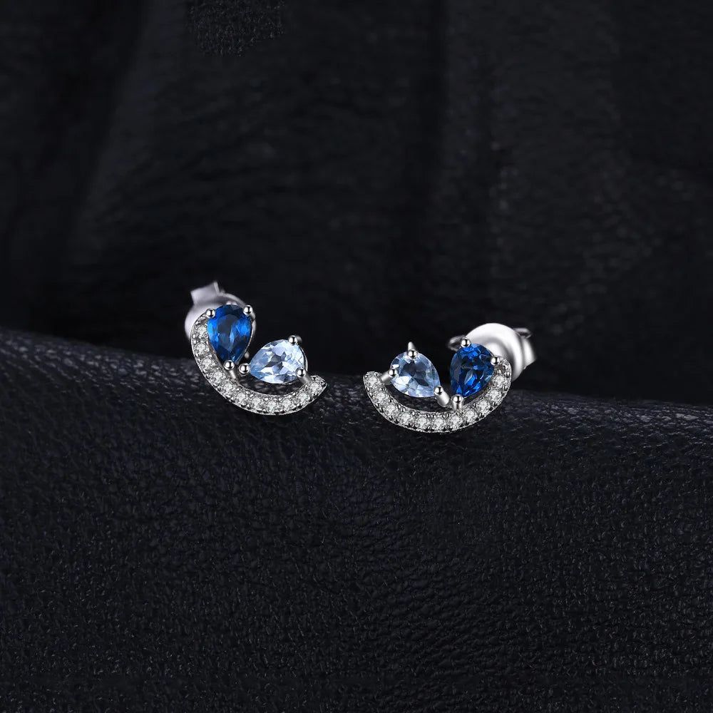 Elegant Pear-Shaped London Blue Topaz 925 Sterling Silver Stud Earrings - Statement Gemstone Jewelry