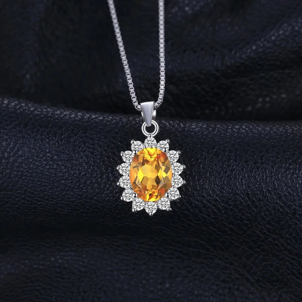 Diana 1.8ct Oval Natural Citrine Pendant in 925 Sterling Silver - Elegant Fine Jewelry (Pendant Only)