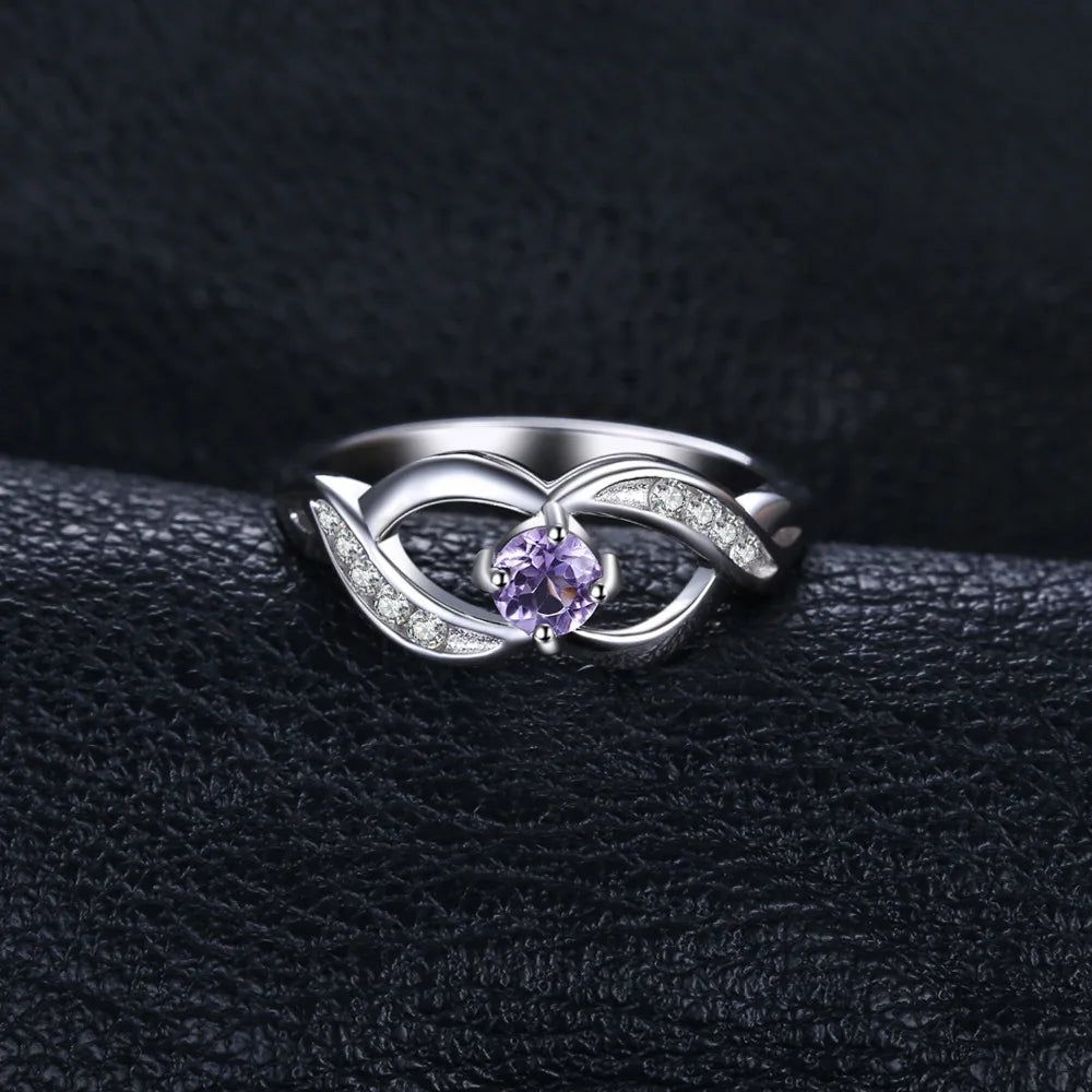 Sophisticated Amethyst Gemstone 925 Sterling Silver Infinity Ring - Statement Jewelry Band