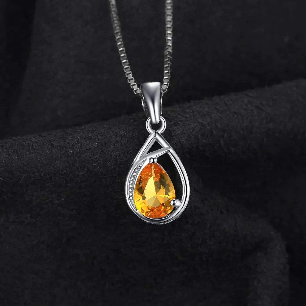 Elegant Pear-Cut Orange Sapphire Pendant in 925 Sterling Silver - Fine Jewelry (Pendant Only)