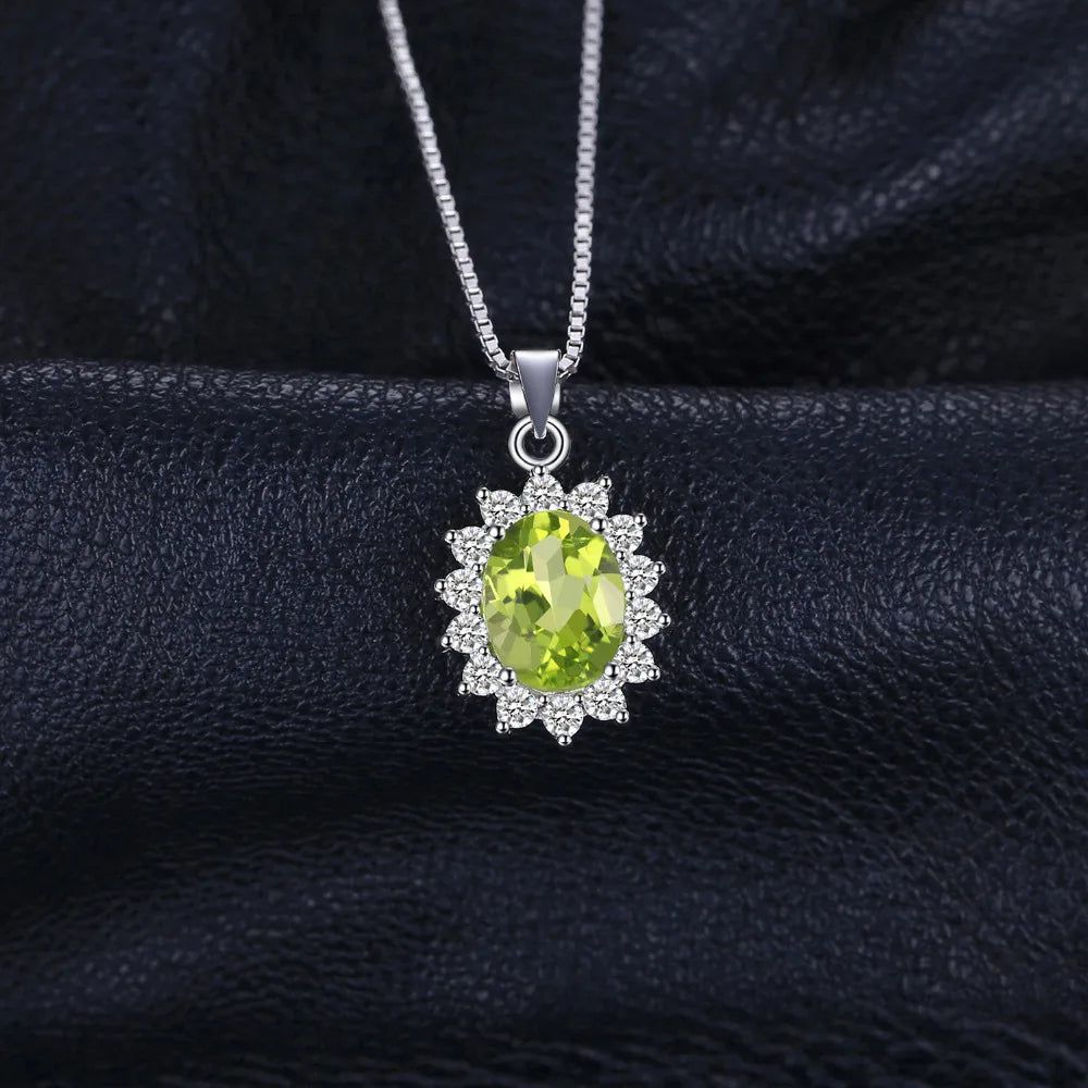 Diana 2.2ct Natural Green Peridot Sterling Silver Pendant - Elegant Classic Design