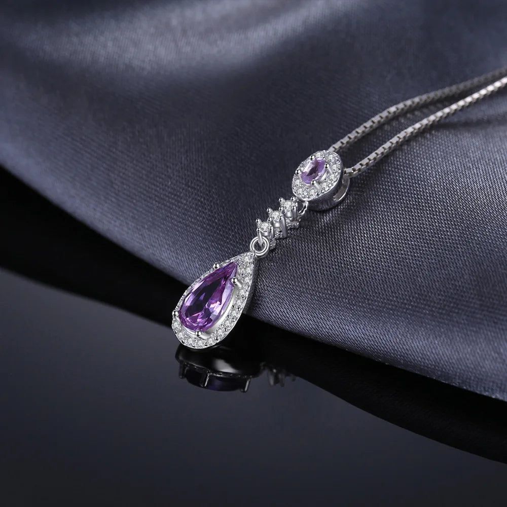 Elegant 2ct Created Alexandrite Sapphire Drop Pendant in 925 Sterling Silver - Pendant Only, No Chain