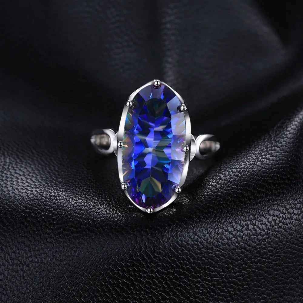 Vibrant Rainbow Fire Mystic Quartz 925 Sterling Silver Statement Cocktail Ring