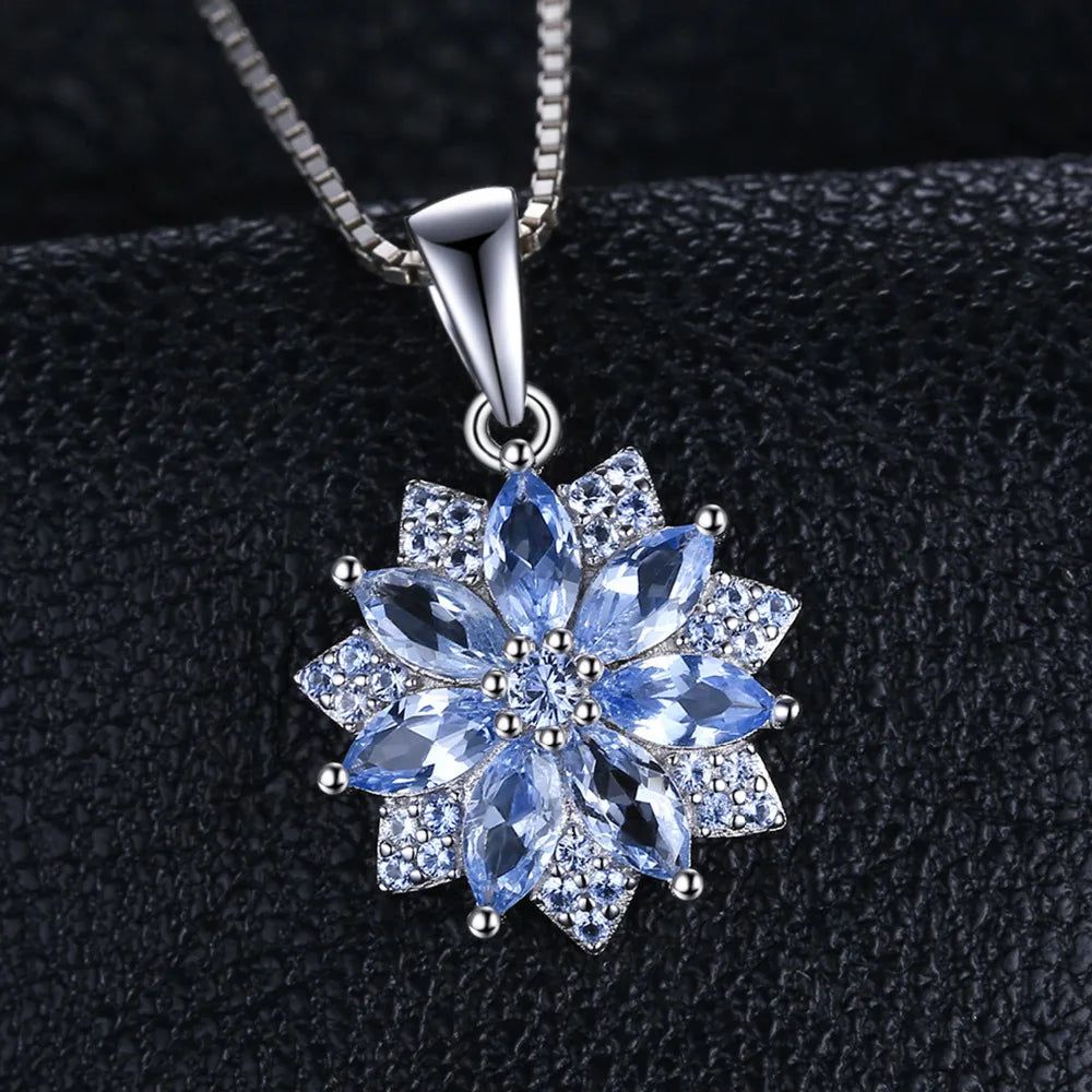 Floral Elegance 1.2ct Created Blue Spinel 925 Sterling Silver Pendant - No Chain Included