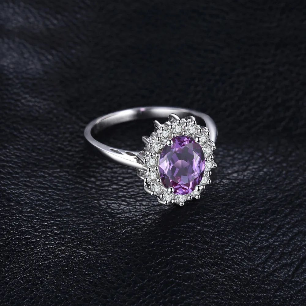 1.7ct Elegant Amethyst Halo Ring in 925 Sterling Silver - Fine Jewelry Gift