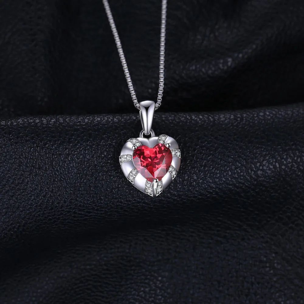 Heart-Shaped 2ct Created Ruby Pendant in 925 Sterling Silver - Sophisticated Fine Jewelry (Pendant Only)