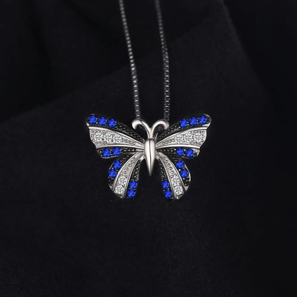 Sophisticated Blue Spinel Butterfly Pendant in 925 Sterling Silver - Fine Jewelry (Pendant Only)