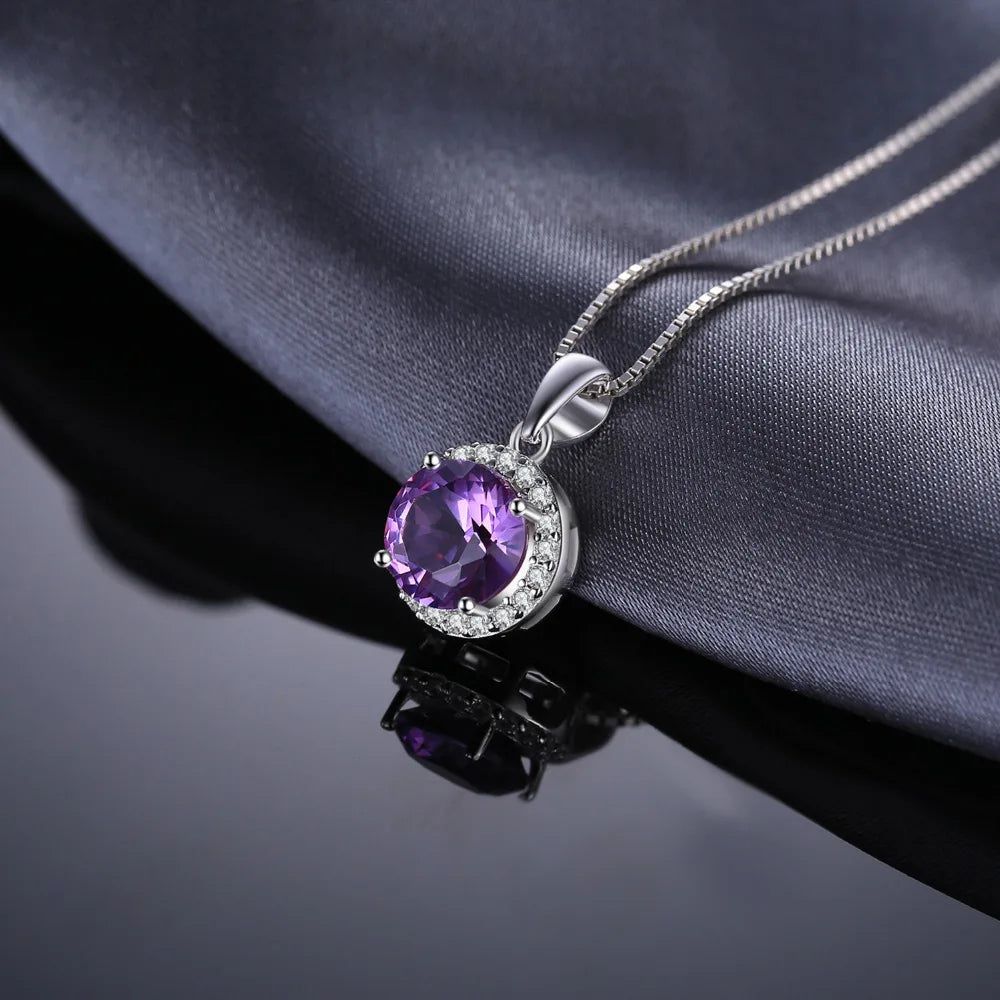 Sophisticated 2.97ct Round Created Alexandrite Sapphire Pendant in 925 Sterling Silver - Choker Style, Pendant Only