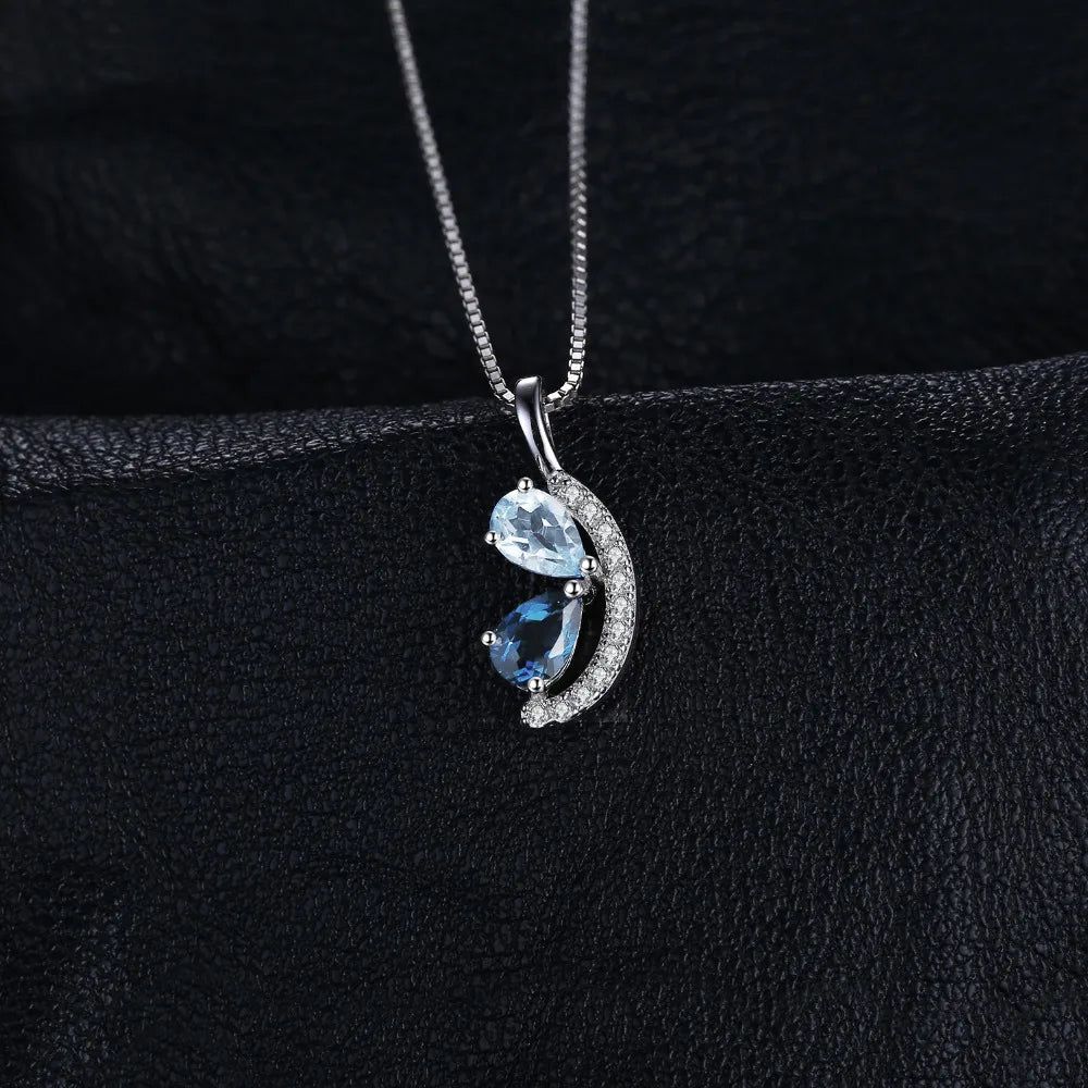 Elegant Sky Blue Topaz Pendant in 925 Sterling Silver - Gemstone Choker (Pendant Only)