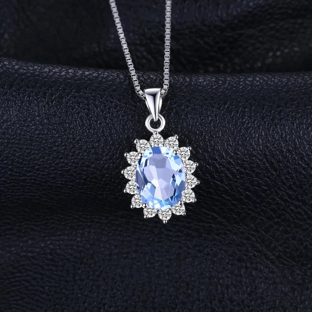 Sophisticated 2.3ct Natural Blue Topaz Pendant in 925 Sterling Silver