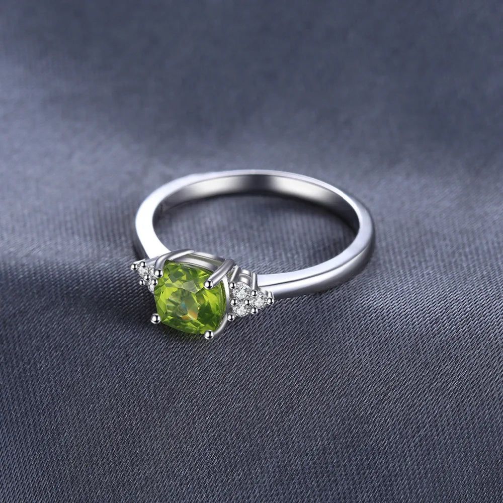 Stunning 1.1ct Natural Peridot Solitaire Ring in 925 Sterling Silver