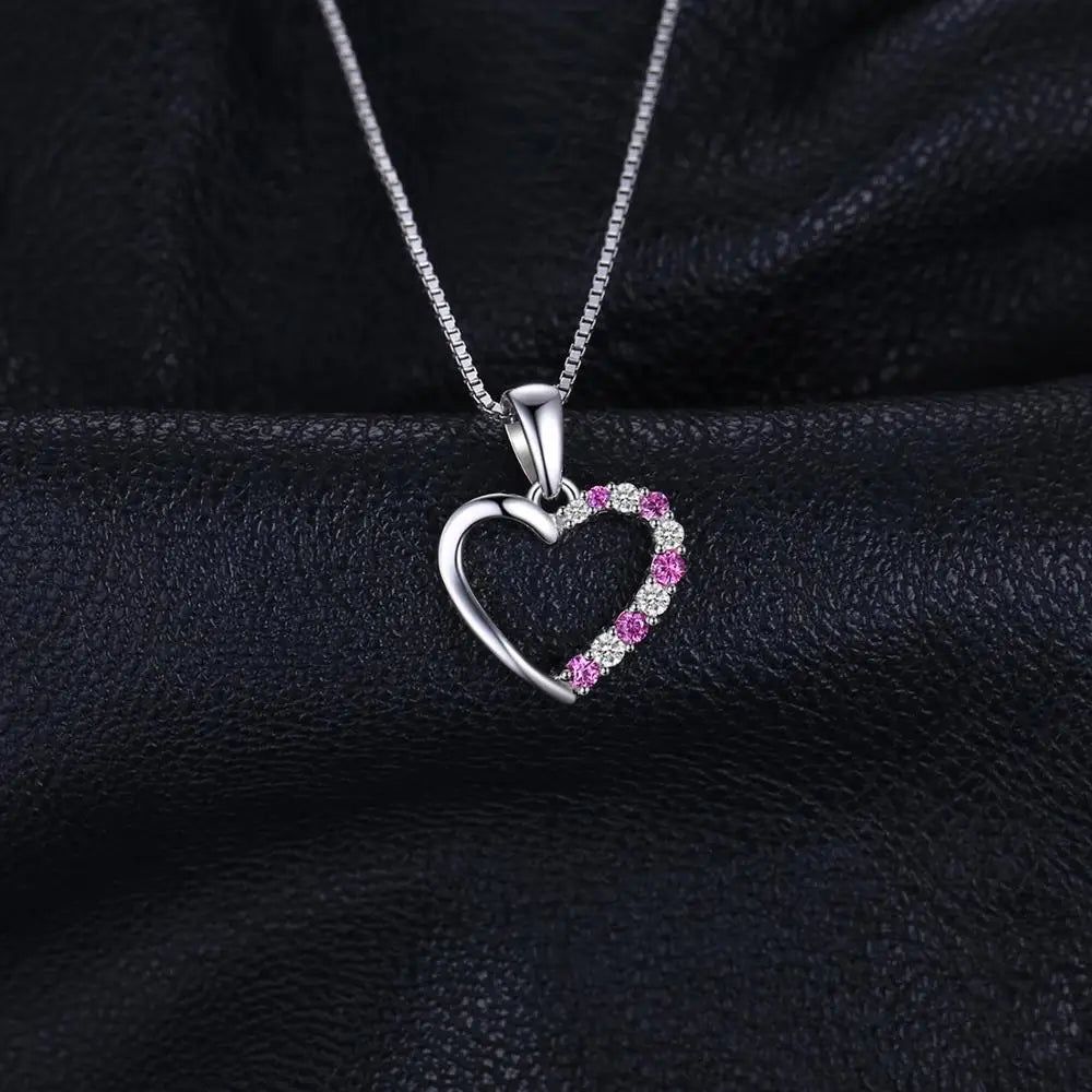 Heart-Shaped Pink Sapphire Pendant in 925 Sterling Silver - Yellow & Rose Gold Plated