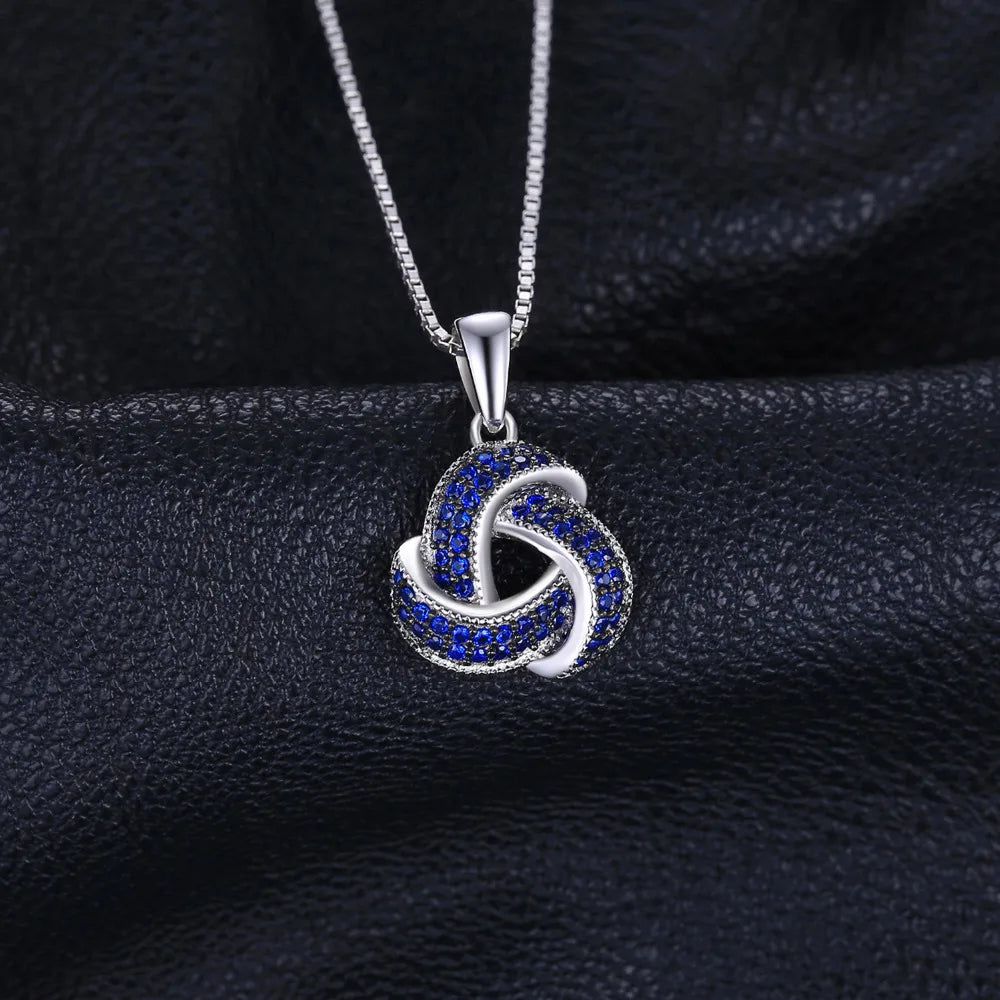 Flower Knot Blue Spinel Pendant in 925 Sterling Silver - No Chain Included