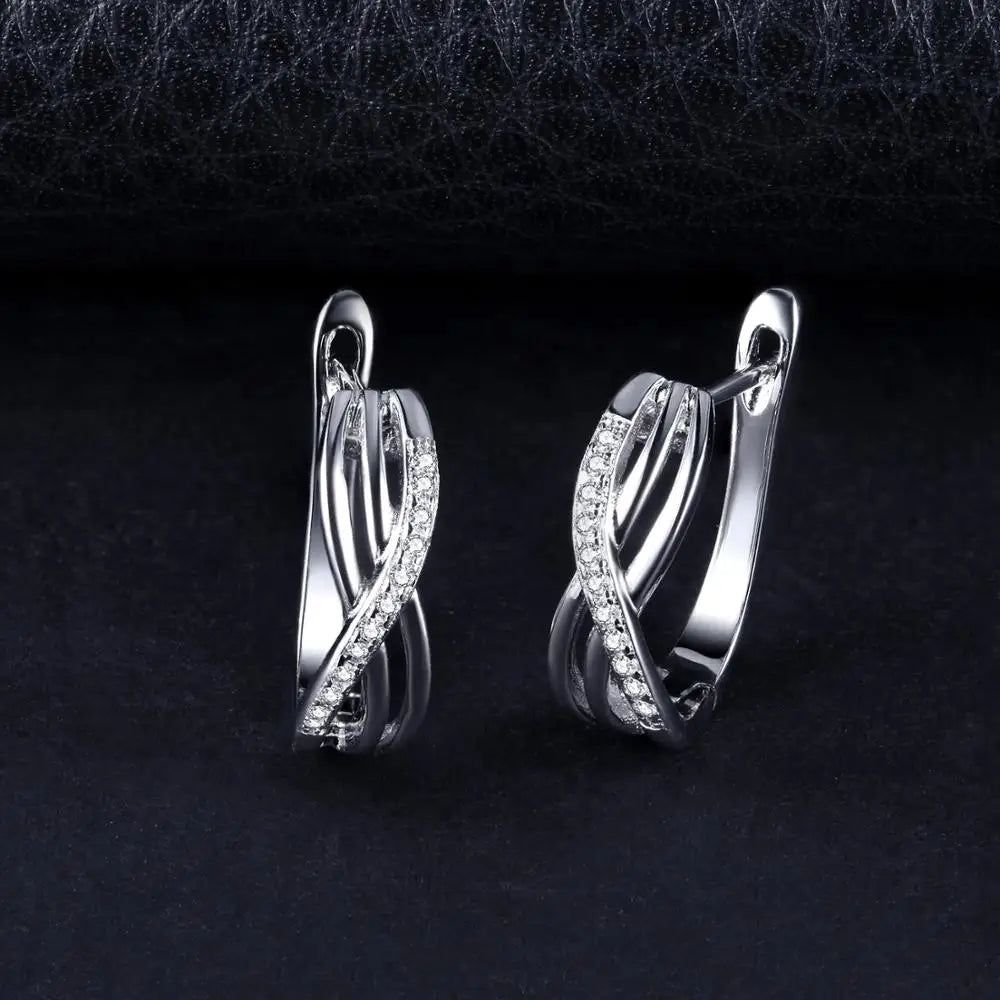 Eternal Love Knot 5A CZ Sterling Silver Huggie Earrings