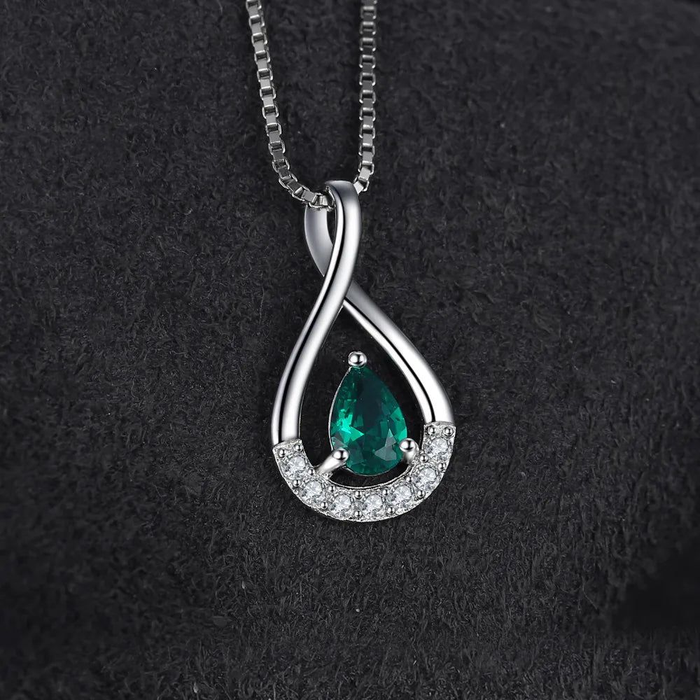 Fashionable Simulated Emerald Pendant in 925 Sterling Silver - No Chain Included