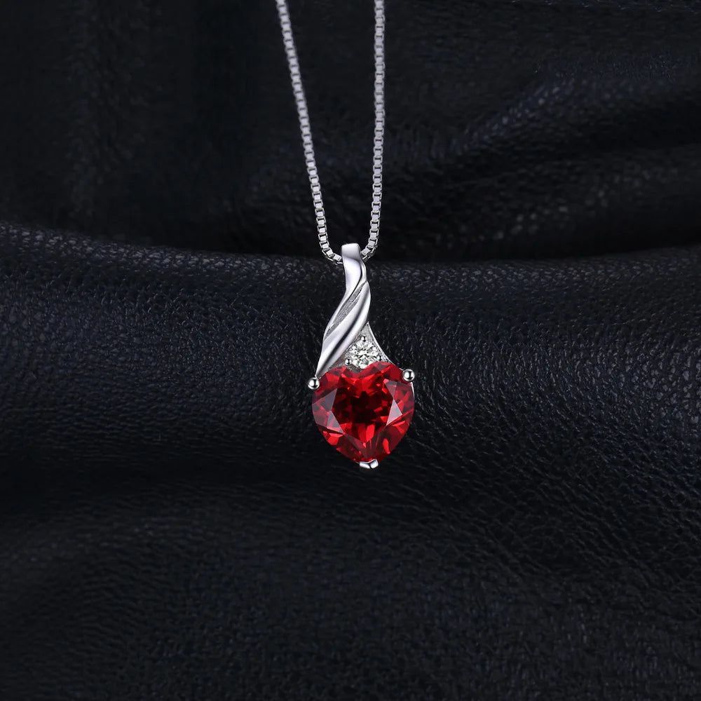 Romantic 3.6ct Heart-Shaped Created Ruby Pendant in 925 Sterling Silver - Pendant Only