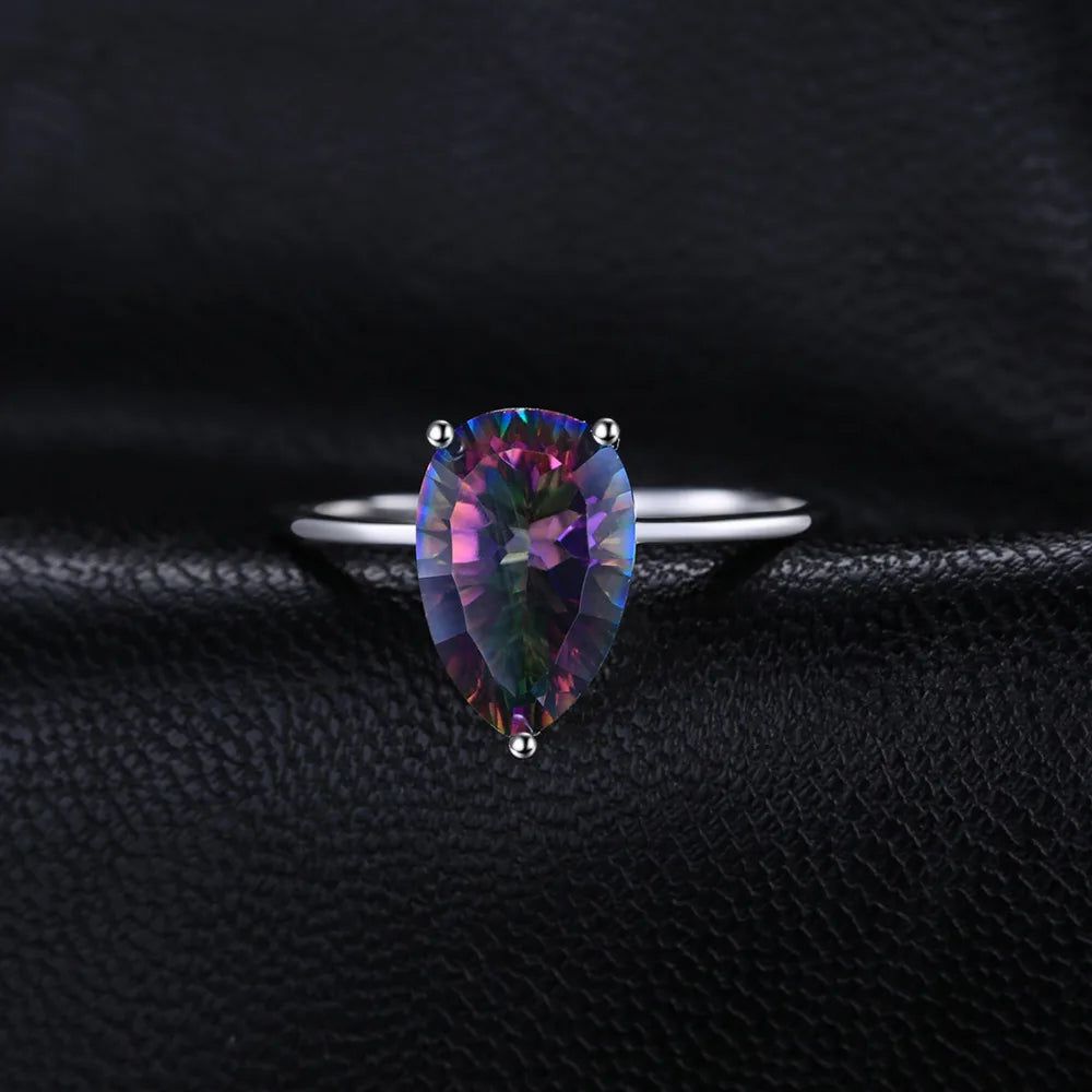 Mystical Rainbow Quartz 3.6ct Solitaire Ring in 925 Sterling Silver - New Collection