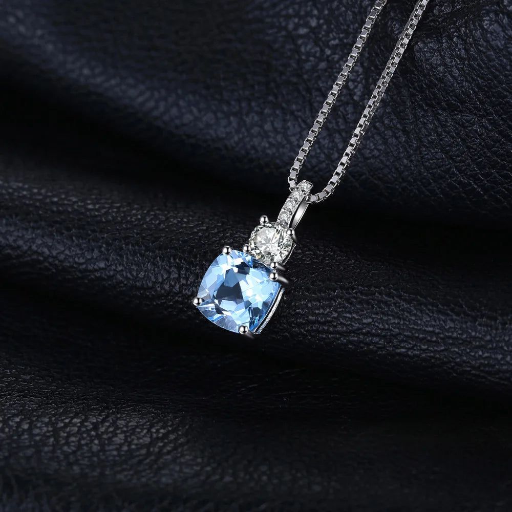 Elegant 1.9ct Sky Blue Topaz Pendant in 925 Sterling Silver - No Chain, Yellow & Rose Gold Plated