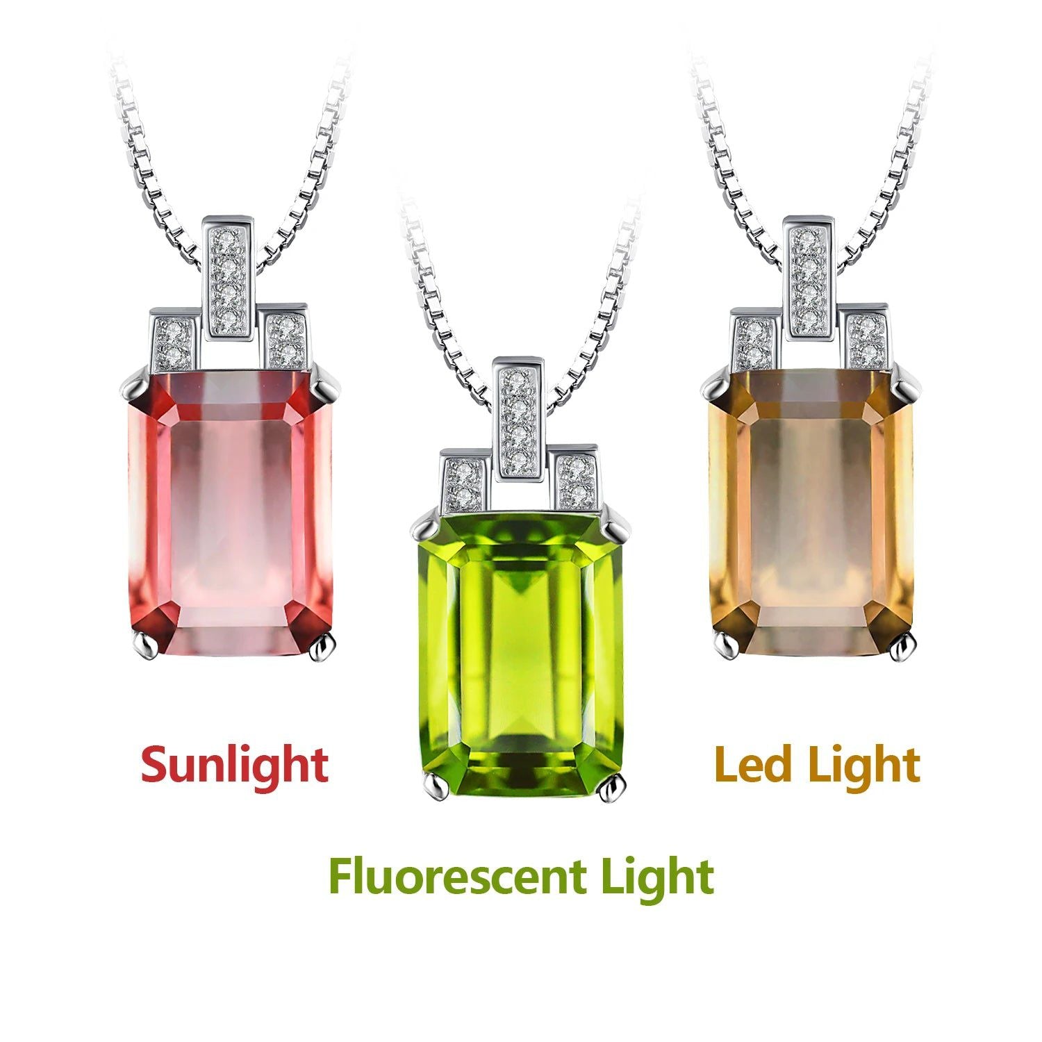 Elegant 6ct Emerald Cut Zultanite Color Change Pendant in 925 Sterling Silver (Pendant Only)