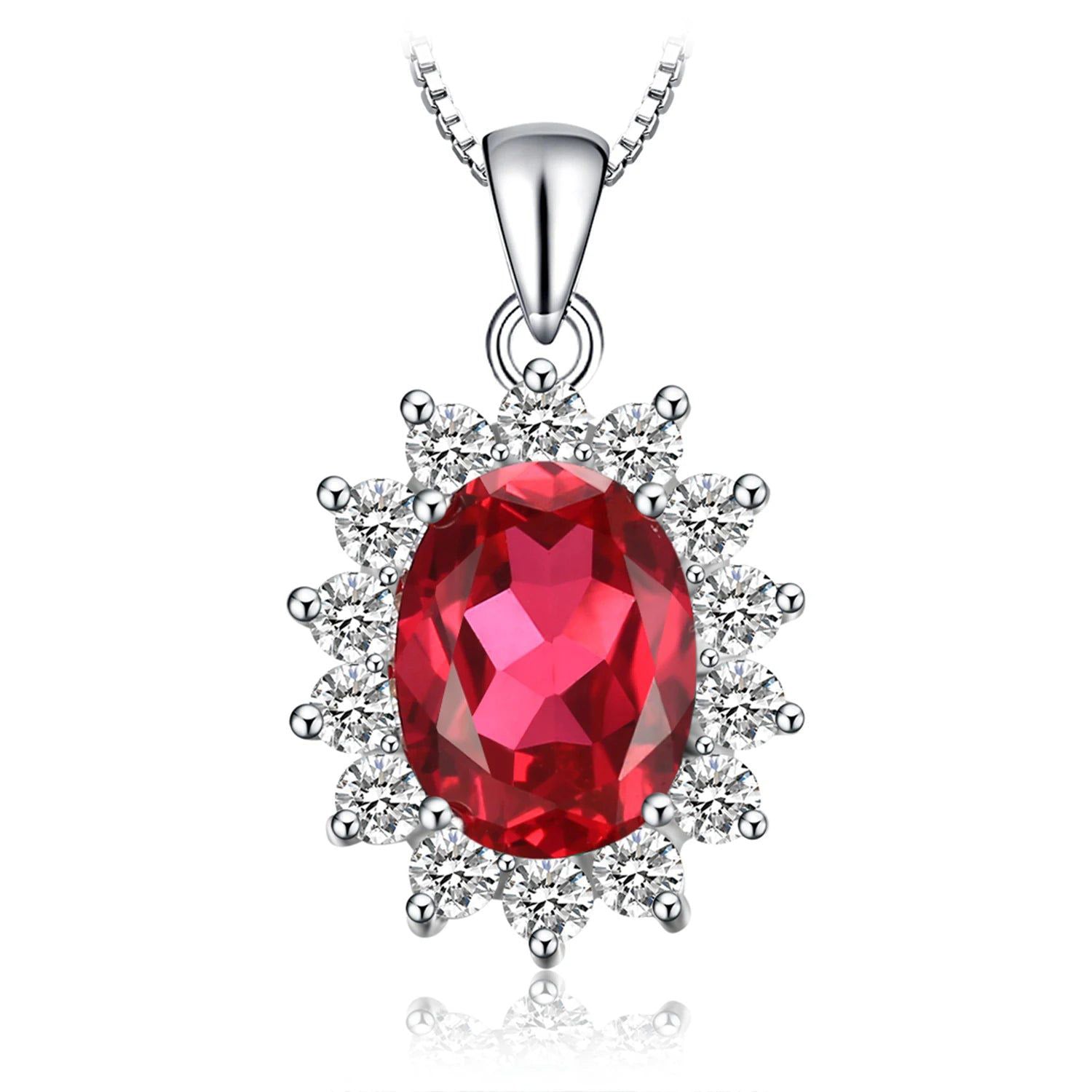 Elegant 2.6ct Created Red Ruby Pendant in 925 Sterling Silver - Pendant Only, No Chain Included