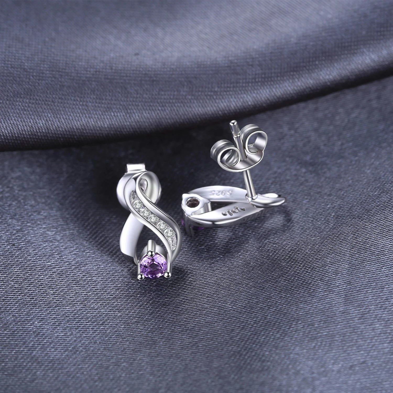 Elegant Amethyst & Sterling Silver Stud Earrings