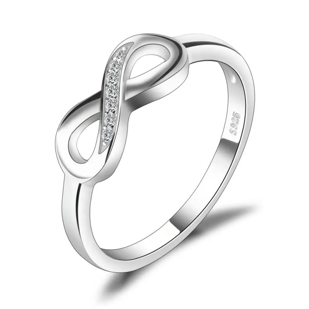 Eternal Love Infinity Knot 925 Sterling Silver CZ Stackable Ring