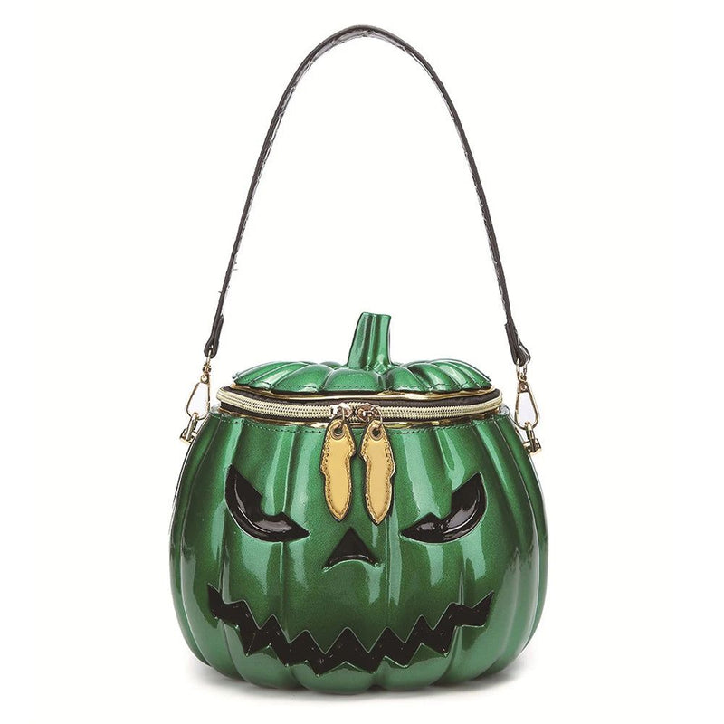 Halloween Pumpkin Crossbody Purse with Skeleton Head Design - Trendy Shoulder Bag for Women