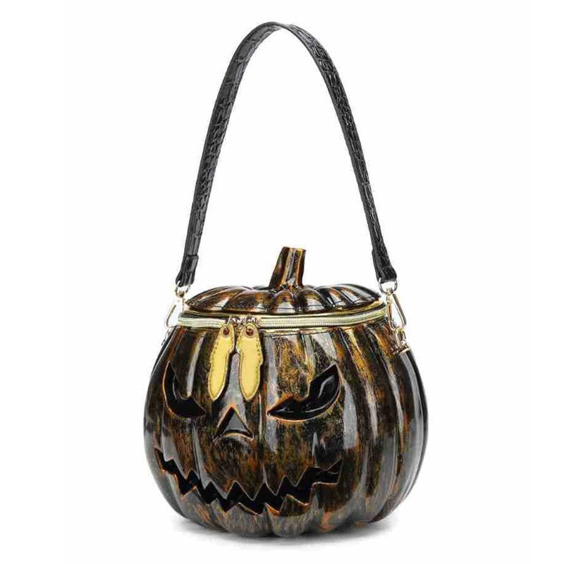 Halloween Pumpkin Crossbody Purse with Skeleton Head Design - Trendy Shoulder Bag for Women