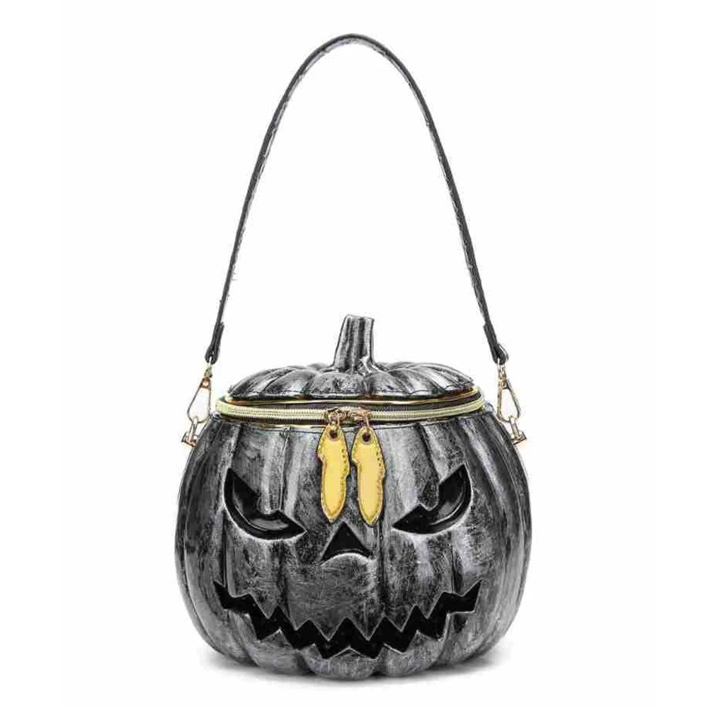 Halloween Pumpkin Crossbody Purse with Skeleton Head Design - Trendy Shoulder Bag for Women