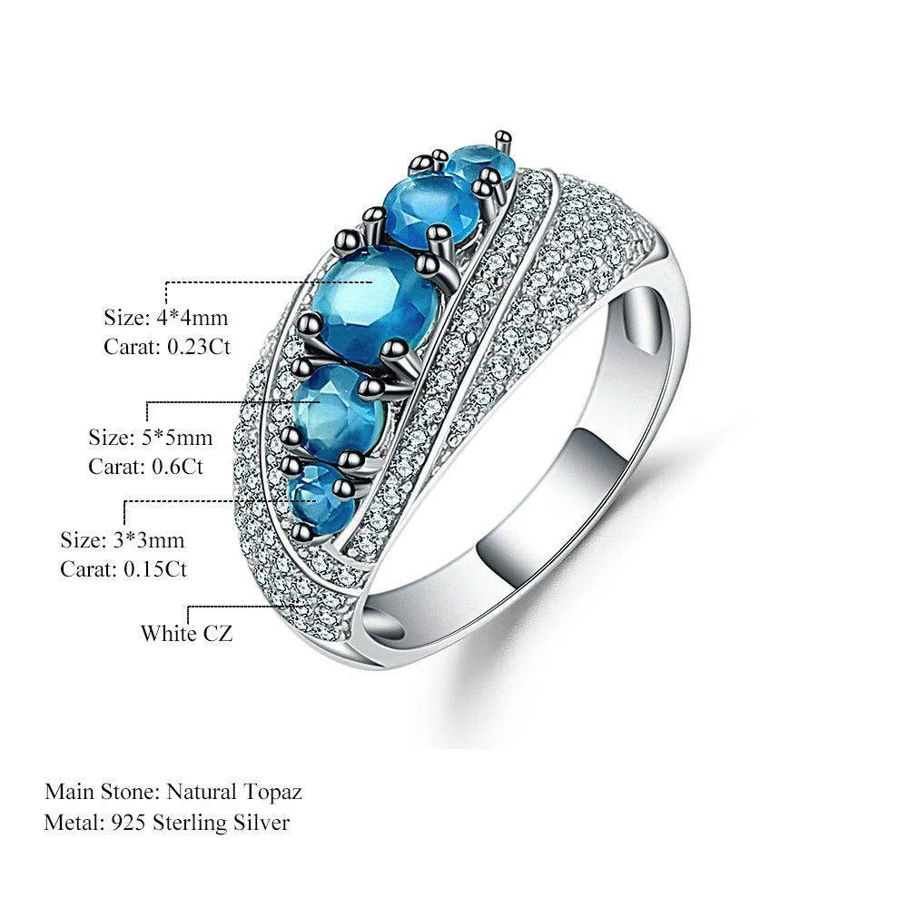 Halo 1.56Ct London Blue Topaz Ring 925 Silver