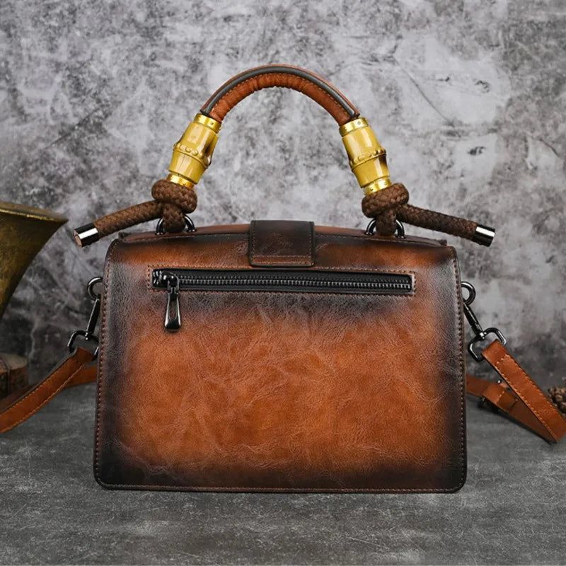 Handcrafted Vintage Leather Carved Bag - Stylish Women's Shoulder & Crossbody Handbag