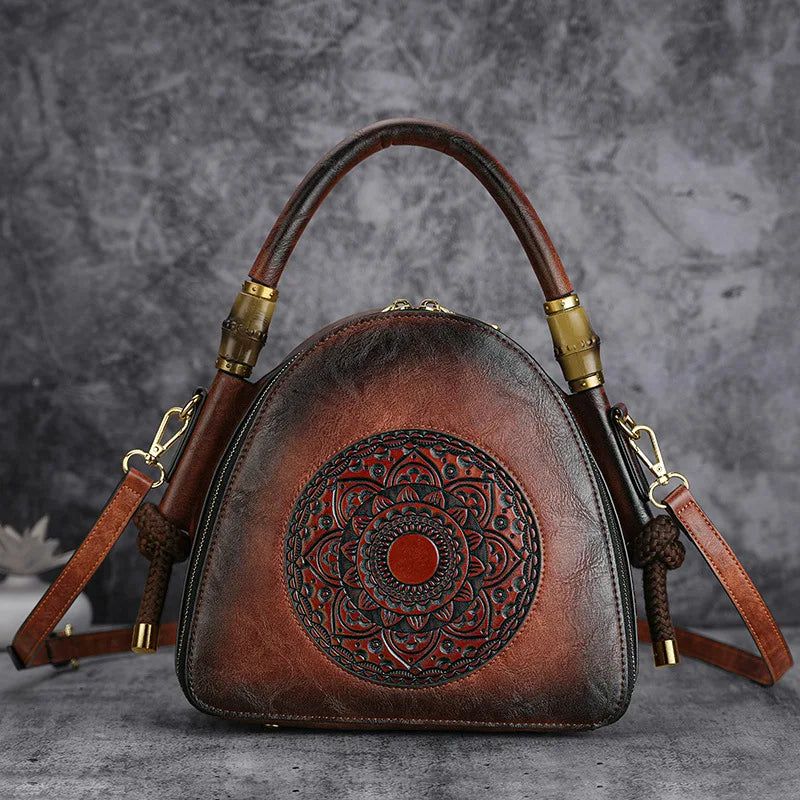 Handcrafted Vintage Leather Handbag - Large Capacity Shoulder & Crossbody Bag