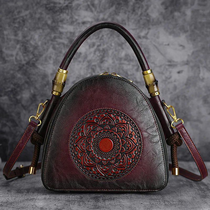 Handcrafted Vintage Leather Handbag - Large Capacity Shoulder & Crossbody Bag