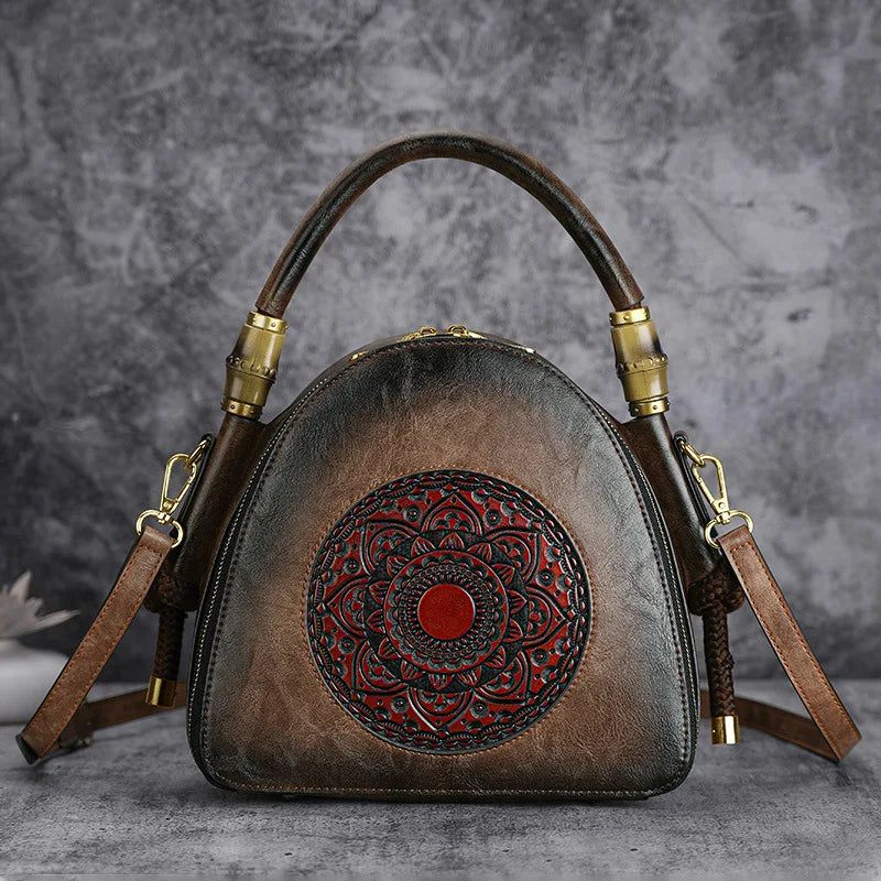 Handcrafted Vintage Leather Handbag - Large Capacity Shoulder & Crossbody Bag