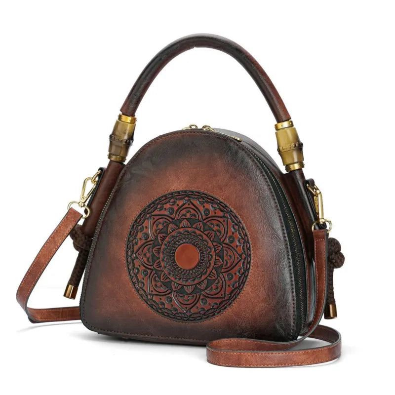 Handcrafted Vintage Leather Handbag - Large Capacity Shoulder & Crossbody Bag