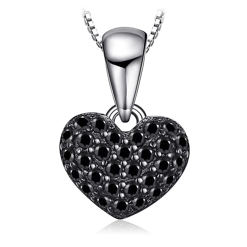 Heart-Shaped Black Spinel Pendant in 925 Sterling Silver - Sophisticated Jewelry Piece