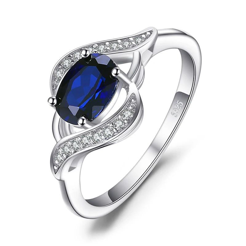 Elegant Blue Sapphire Halo Ring in 925 Sterling Silver - Statement Jewelry