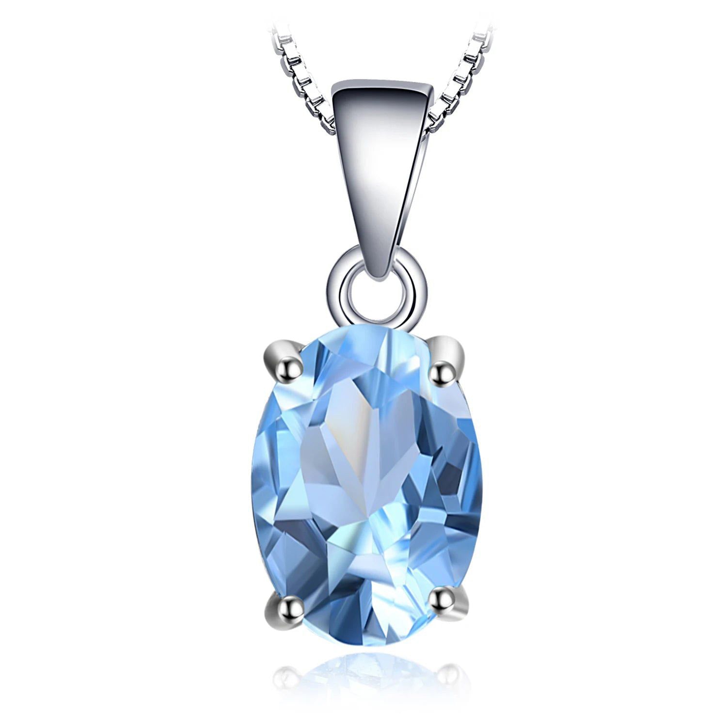 Natural Oval Blue Topaz Pendant in 925 Sterling Silver - Fashionable Statement Piece (Pendant Only)