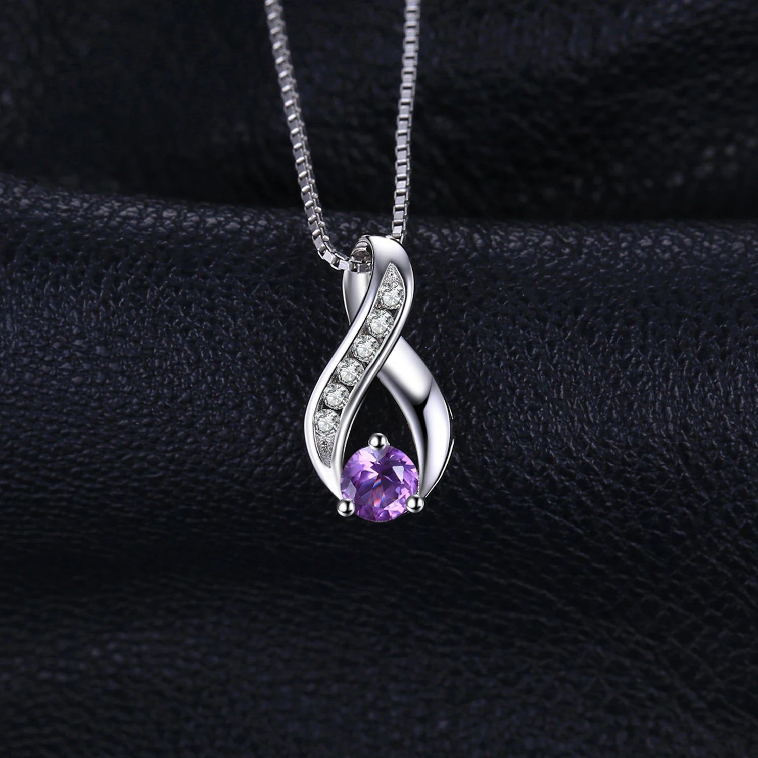 Infinity Amethyst Pendant in 925 Sterling Silver - No Chain Included