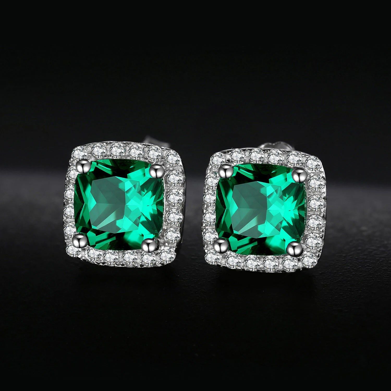 Elegant Nano Emerald Stud Earrings in 925 Sterling Silver - Hypoallergenic Gemstone Jewelry