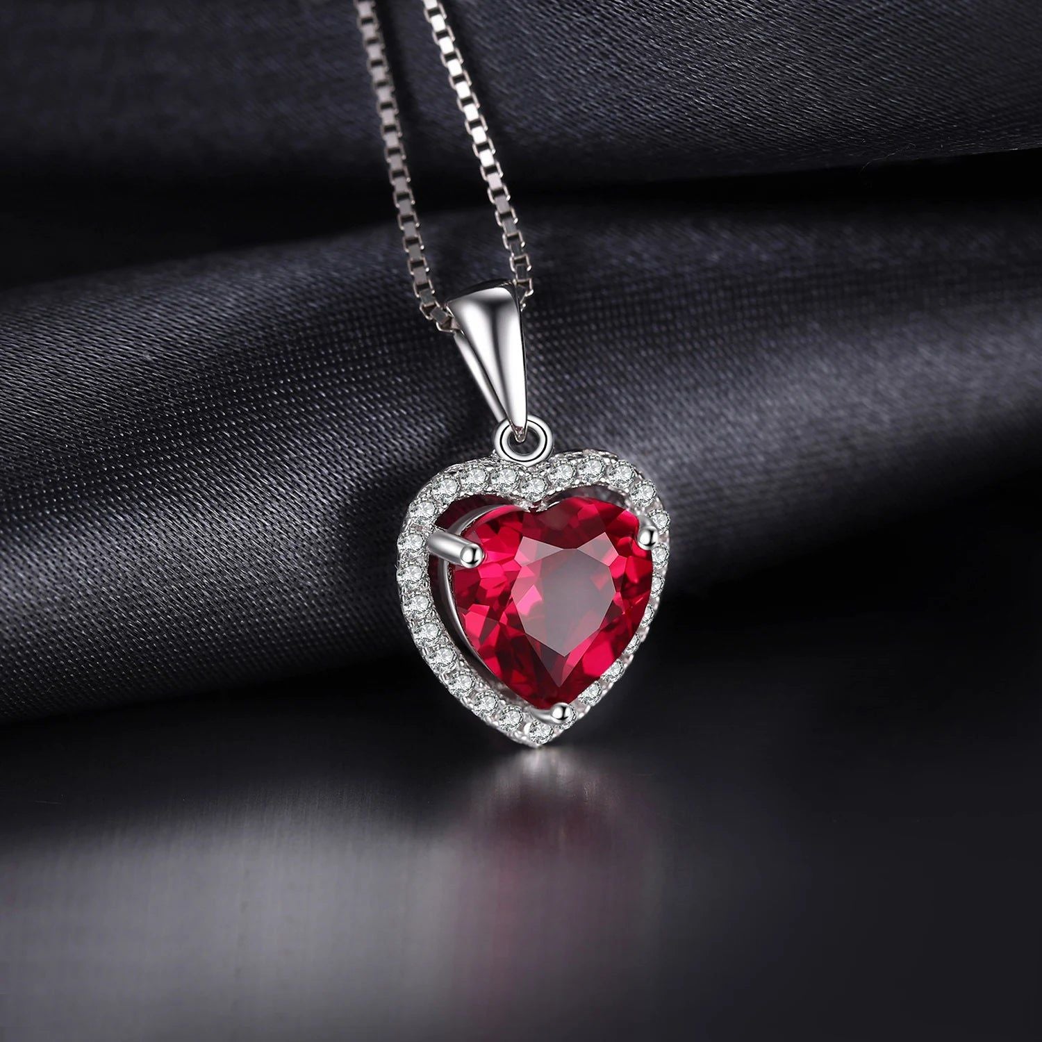 Heart-Shaped 3.6ct Created Ruby Pendant in 925 Sterling Silver - Sophisticated Fine Jewelry