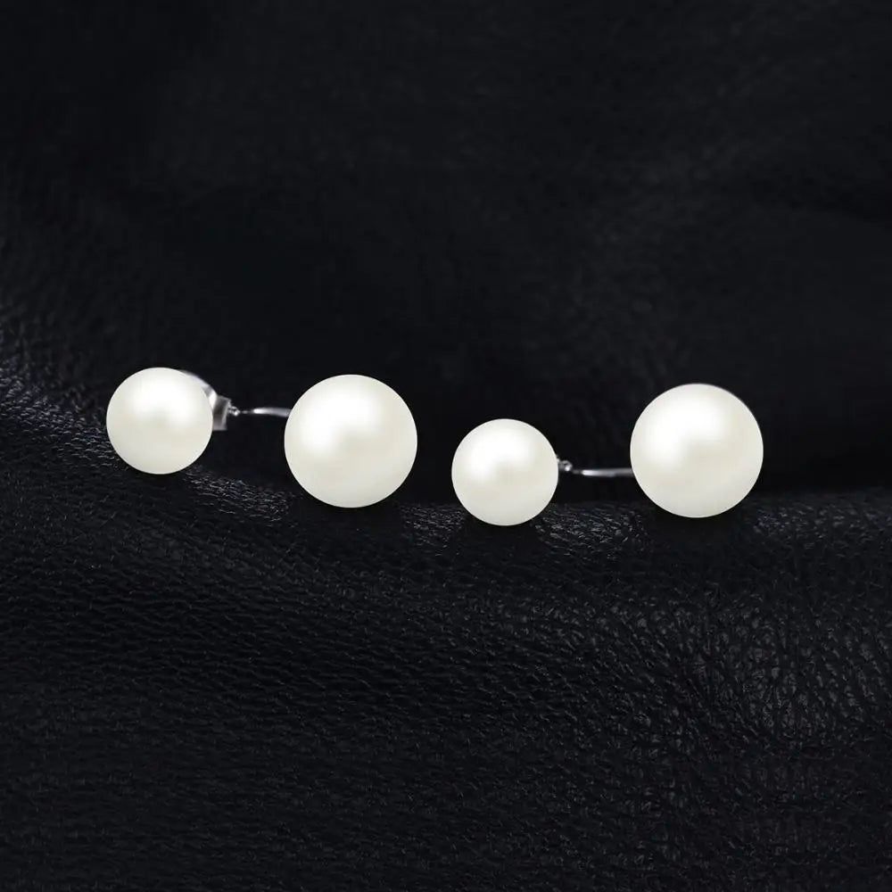 Elegant Freshwater Pearl 925 Sterling Silver Statement Jacket Stud Earrings