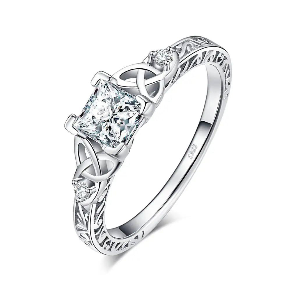 Celtic Elegance: 925 Sterling Silver CZ Simulated Diamond Ring