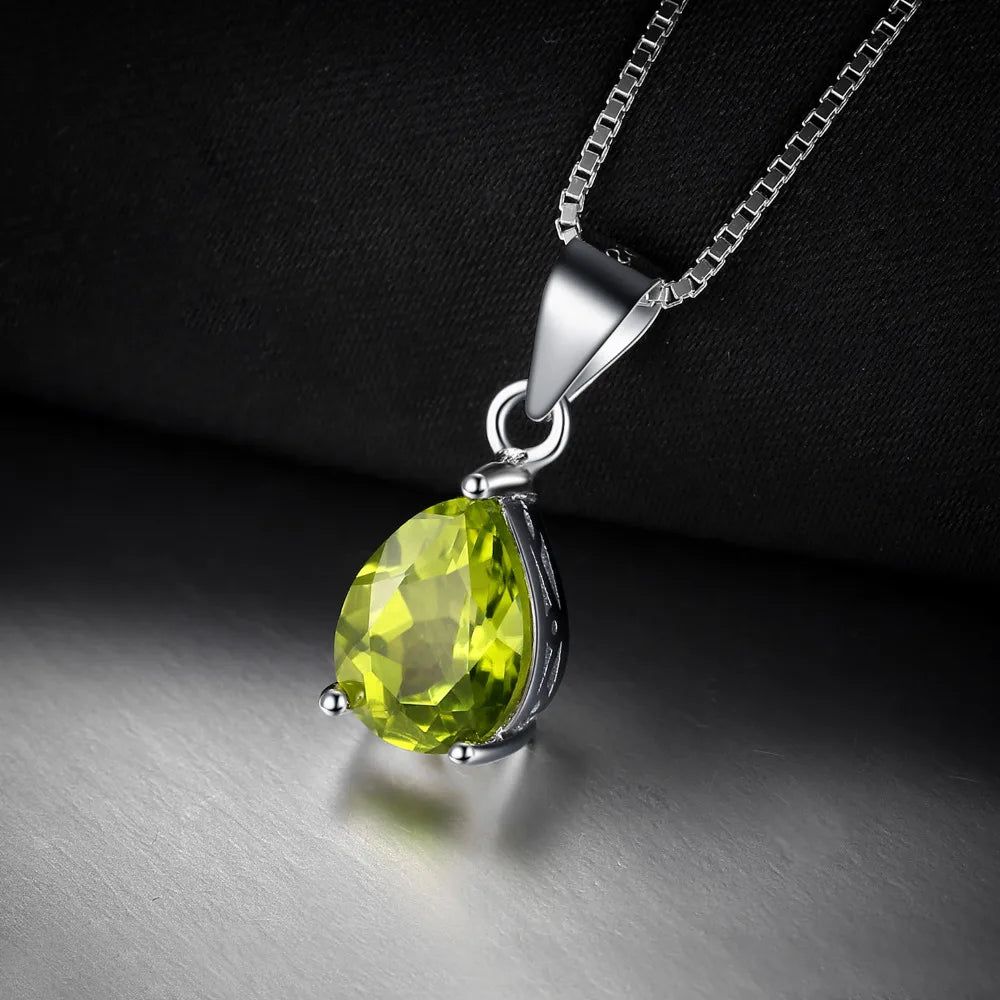 Sophisticated 1.4ct Natural Peridot Pendant in 925 Sterling Silver - Green Gemstone Only