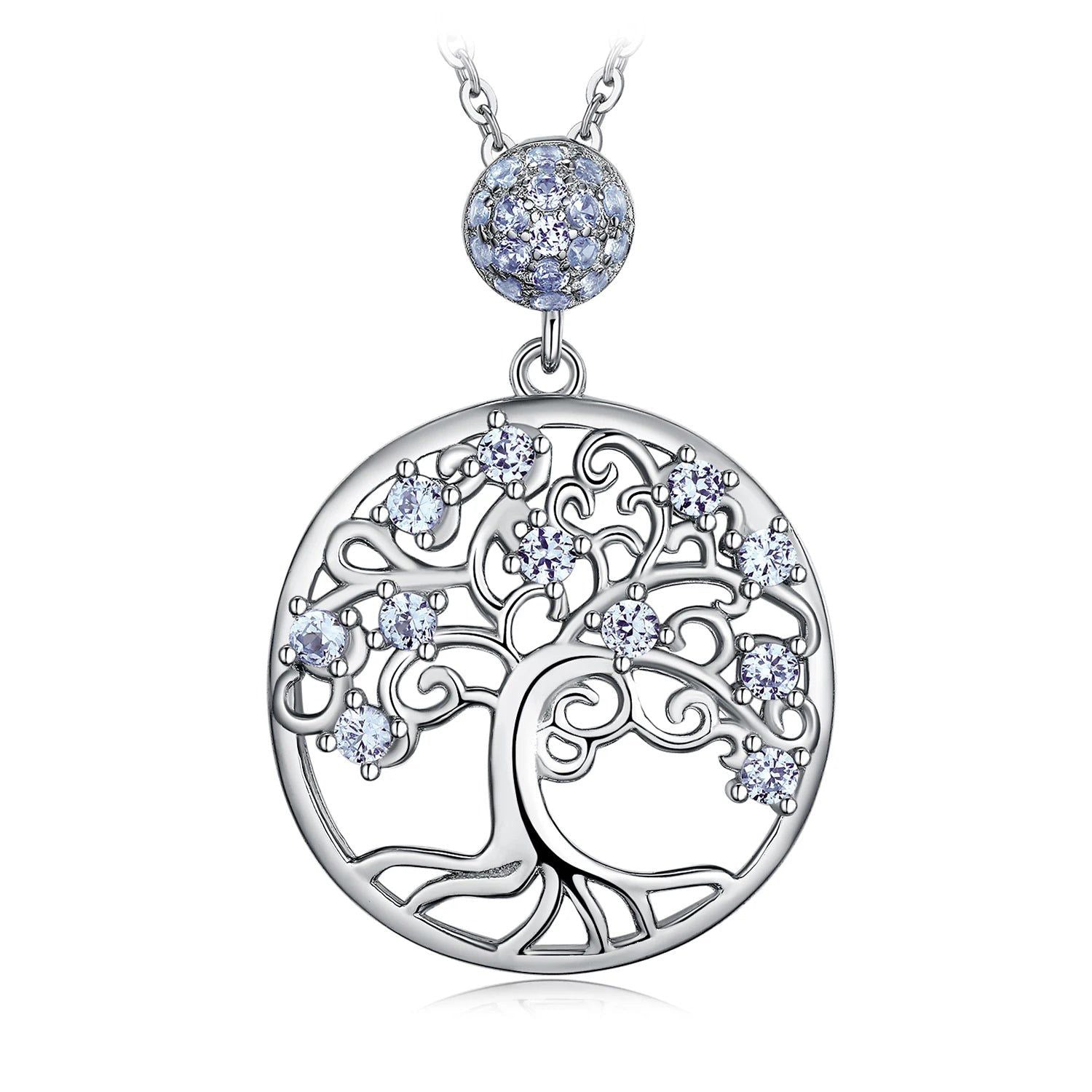 Life Tree Blue Spinel Pendant in 925 Sterling Silver - Statement Gemstone Choker (Pendant Only)