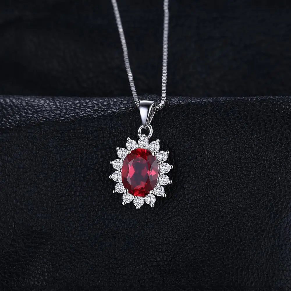 Elegant 2.6ct Created Red Ruby Pendant in 925 Sterling Silver - Pendant Only, No Chain Included