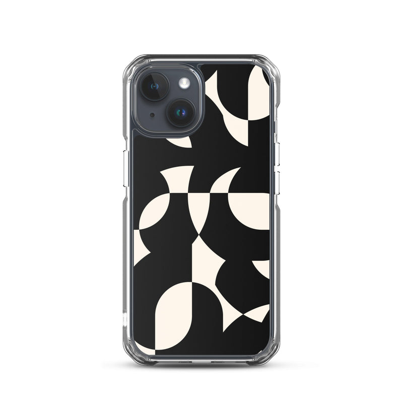 Induction charging-compatible clear case for iPhone® iPhone 15 Abstract Geometric Wall Design