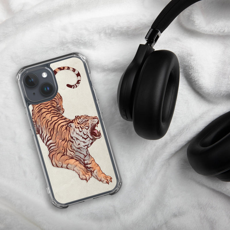 Induction charging-compatible clear case for iPhone® iPhone 15 Tiger Art Design